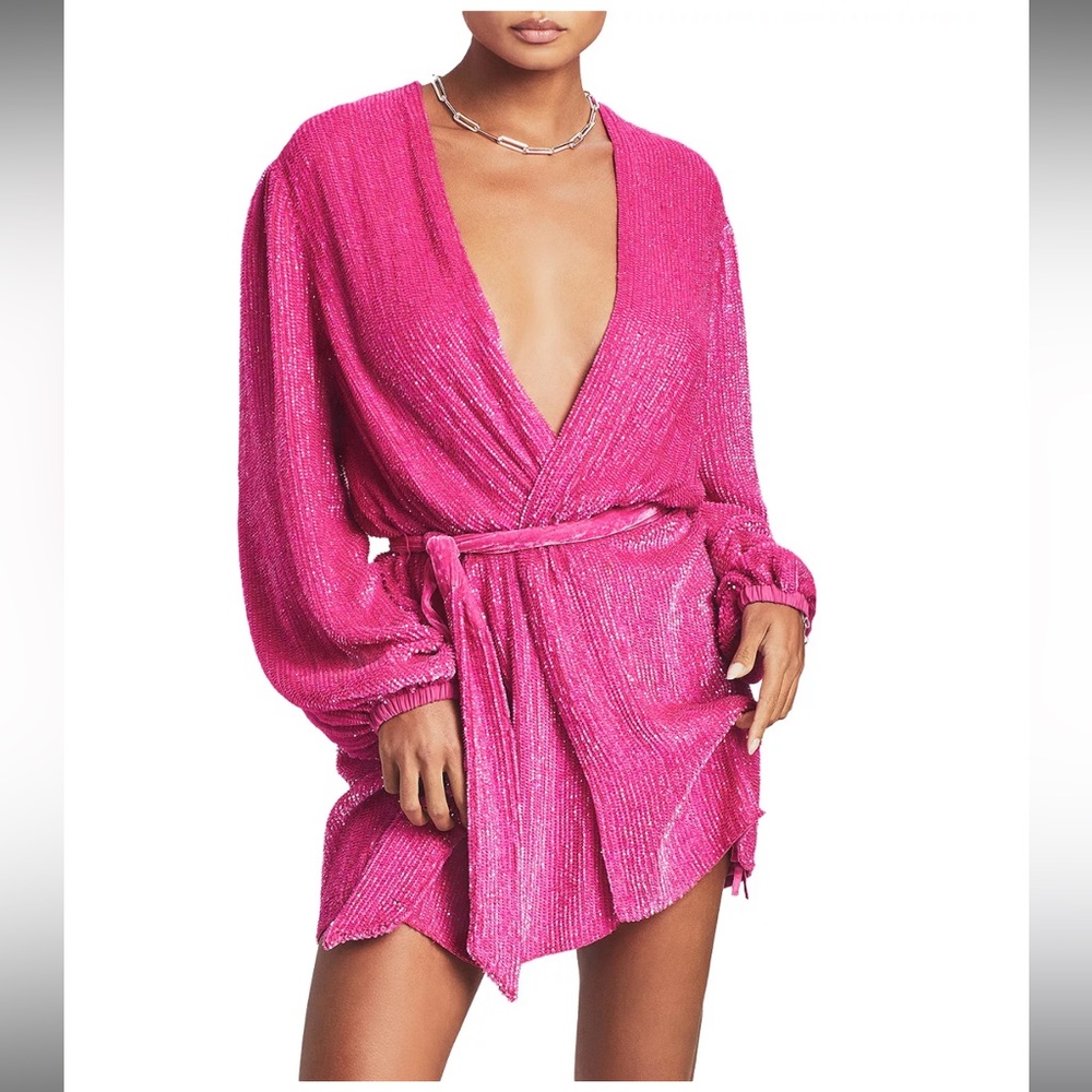 Retrofete Gabrielle Robe Dress in Hot Pink